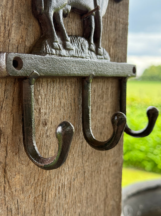 Wrought iron wall rack/coat rack "Cow"