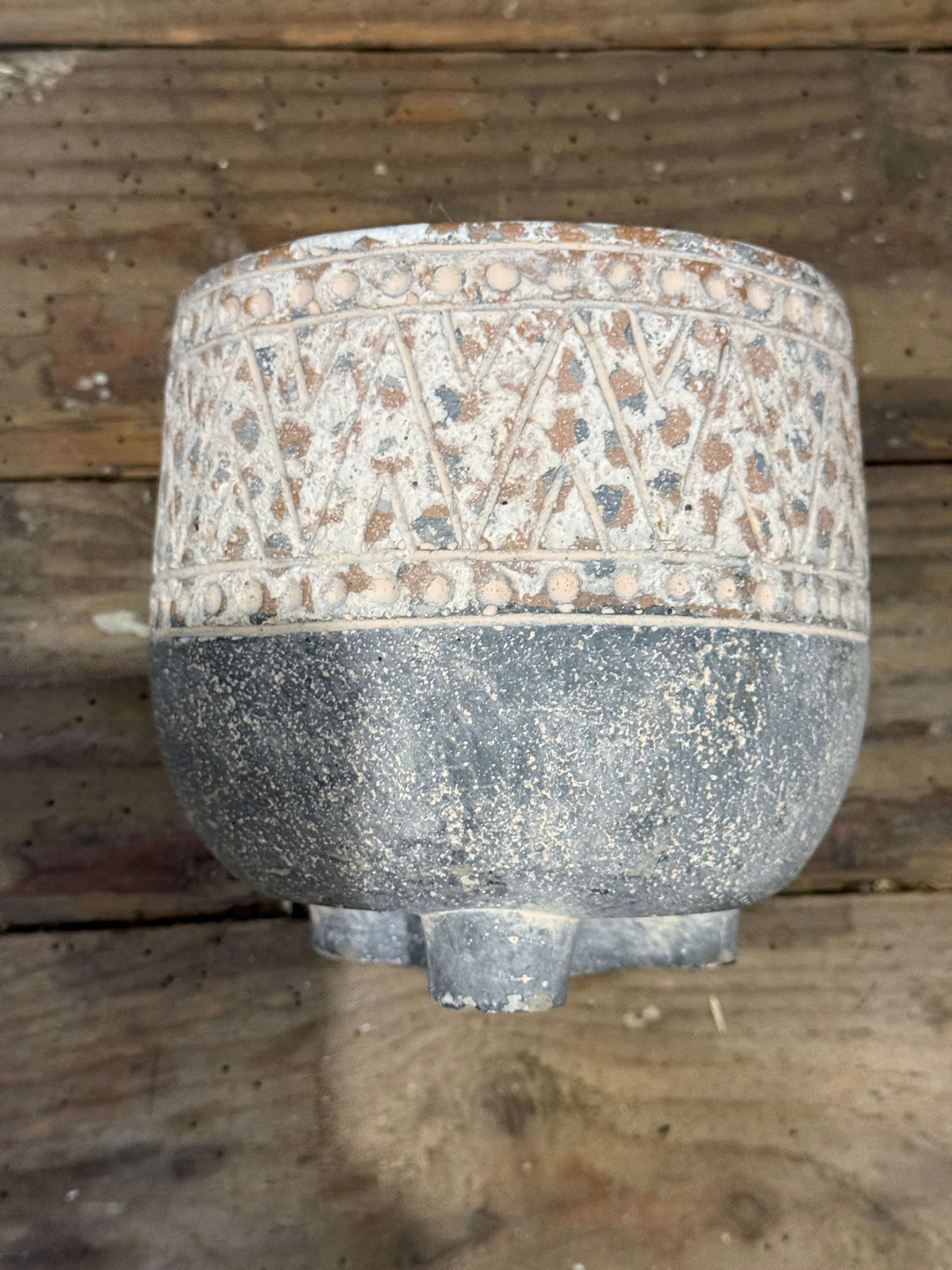 Aardewerk pot naturel/grijs