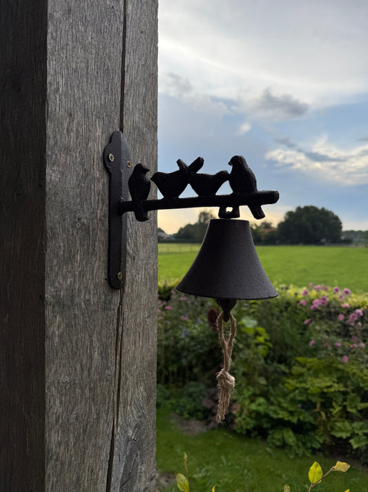 Wrought Iron Bell with Birds – Garden & Gate Decoration