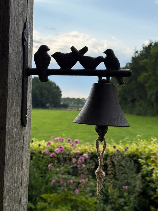 Wrought Iron Bell with Birds – Garden & Gate Decoration