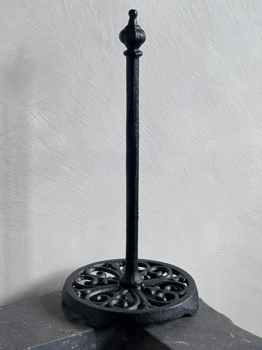 Wrought iron kitchen roll holder black
