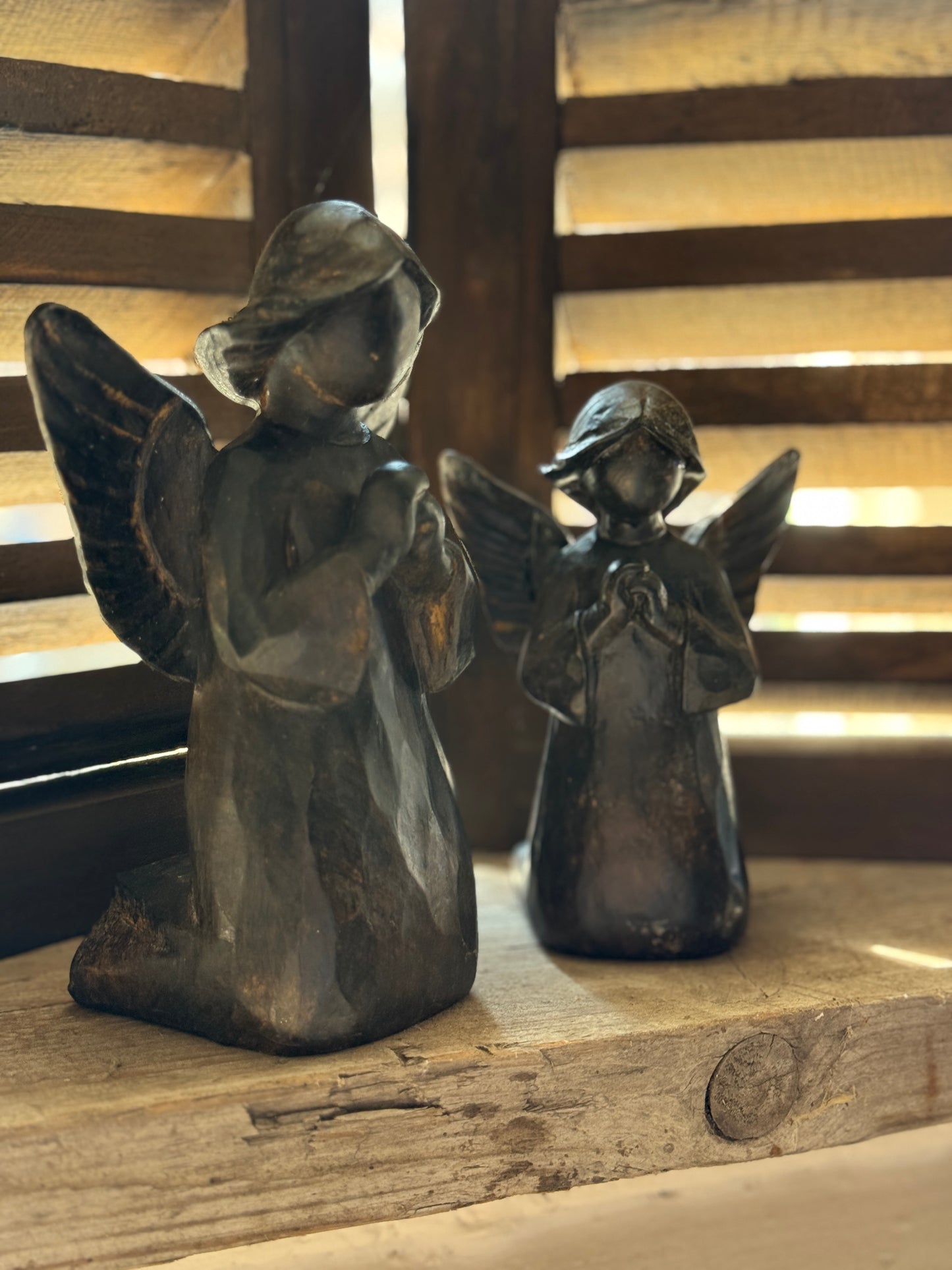 Wooden Angel Kneeling – Dark Gray/Brown – Size S & M