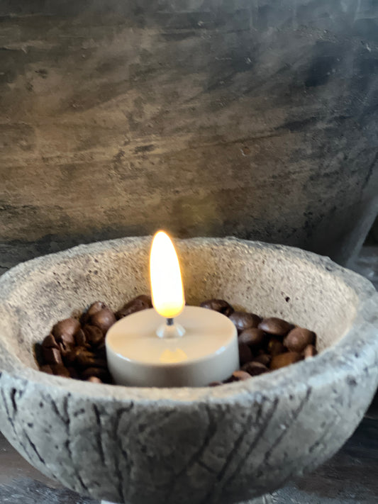 Tea light LED 1 cm. Taupe Countryfield, set of 2