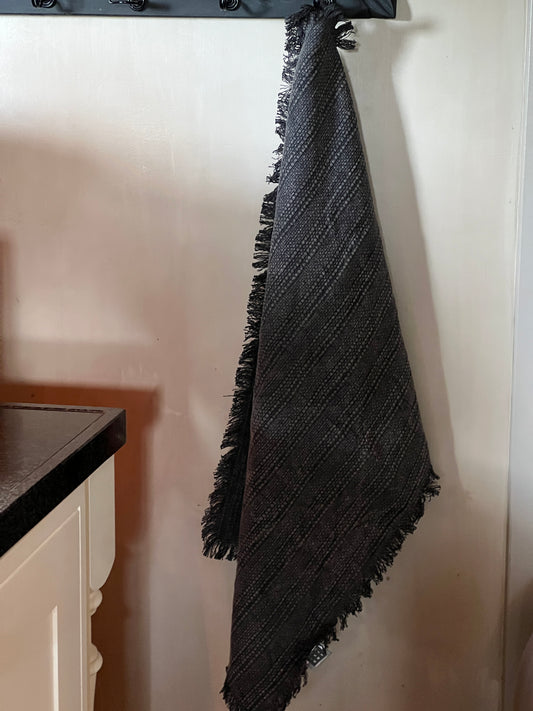 Tea towel woven stripes, Black