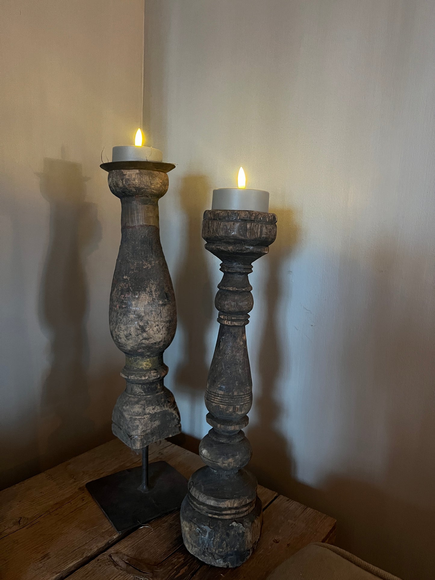 Tealight Maxi LED Taupe, Countryfield set of 2 pieces