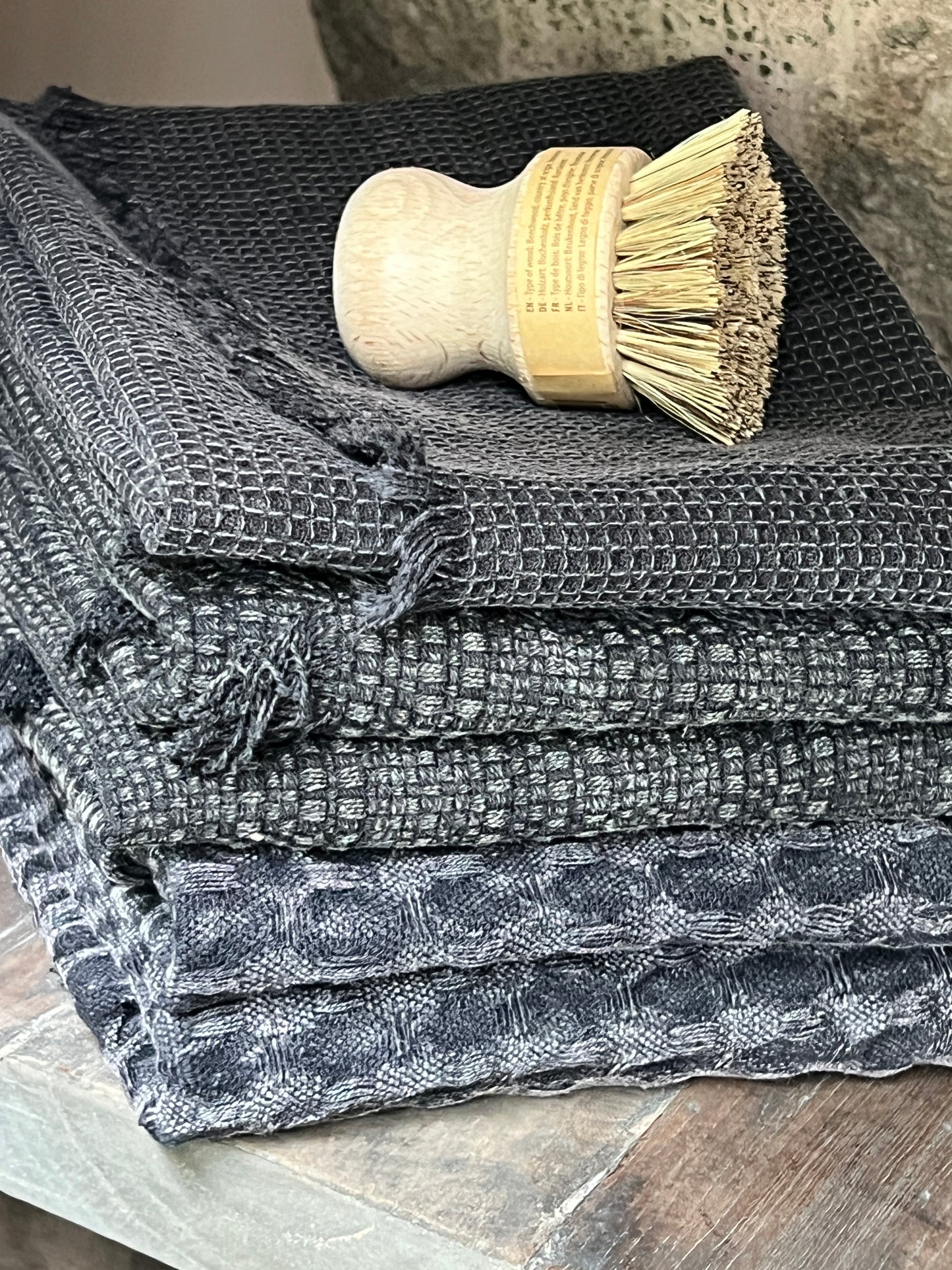 Tea towel mini waffle, Black