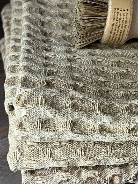 Kitchen towel waffle, beige-ochre