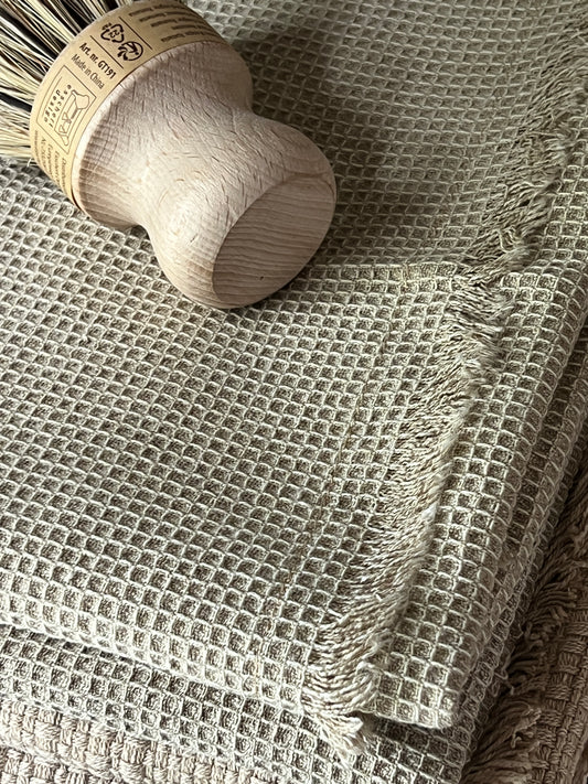 Tea towel mini waffle beige-ochre