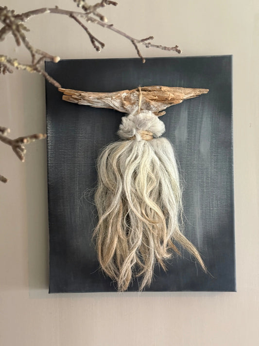 Wall panel with sheepskin tassel (LH3)