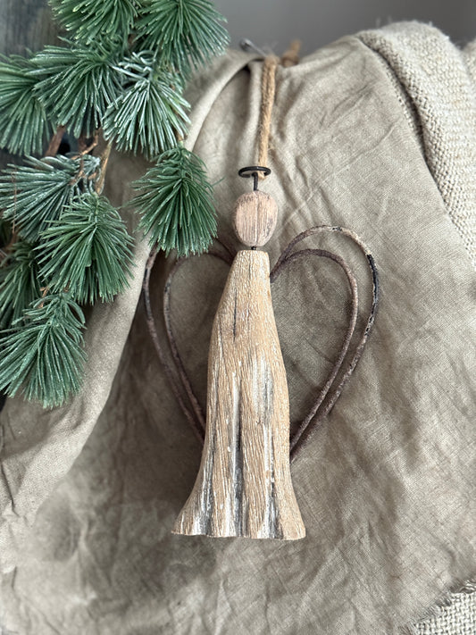 Hanging Driftwood Angel with Wire Wings