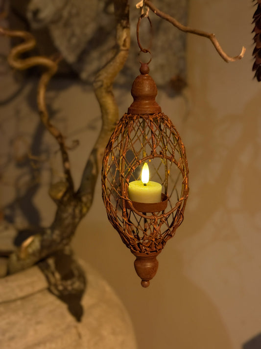 Rusted Hanging Ornament for Tealight (30x10 cm)