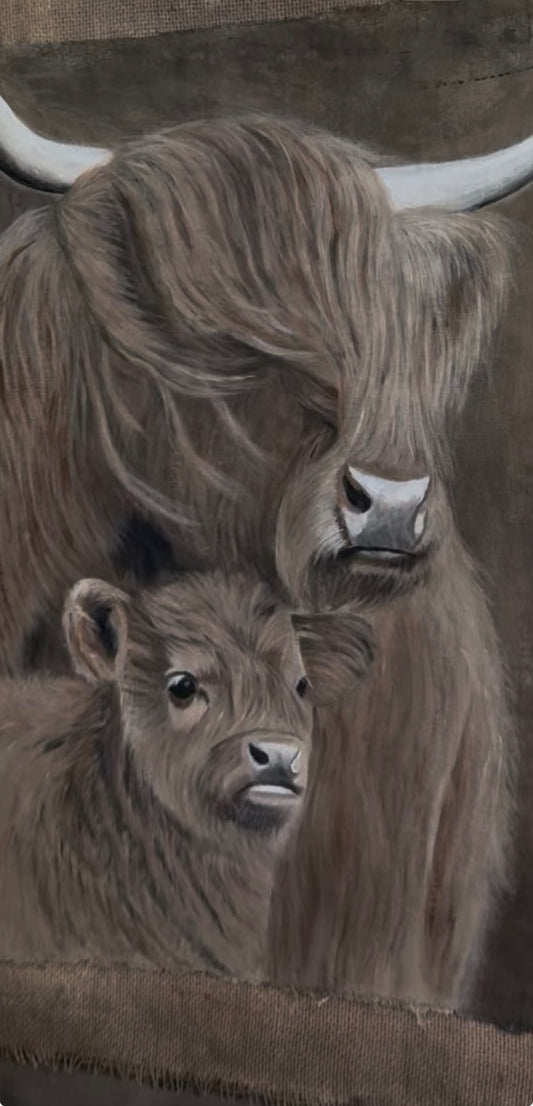 Kalkdoek Hooglanders- Moeder en Kind- Gemaakt door San7