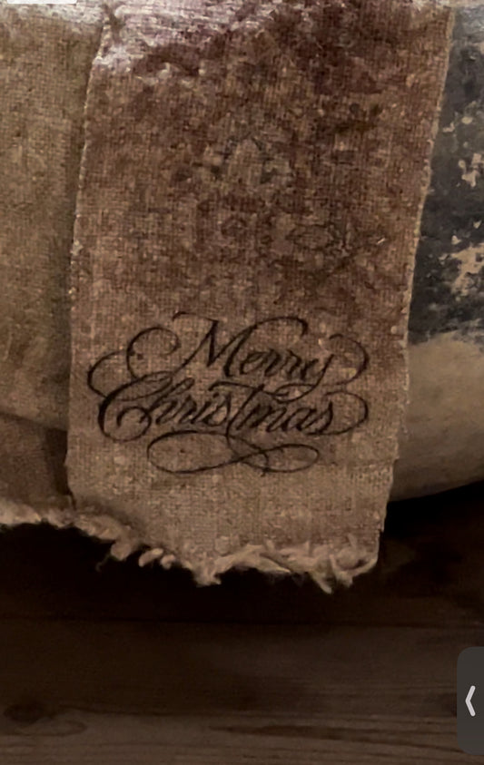 Shabby ribbon "Kelim print Merry Christmas"