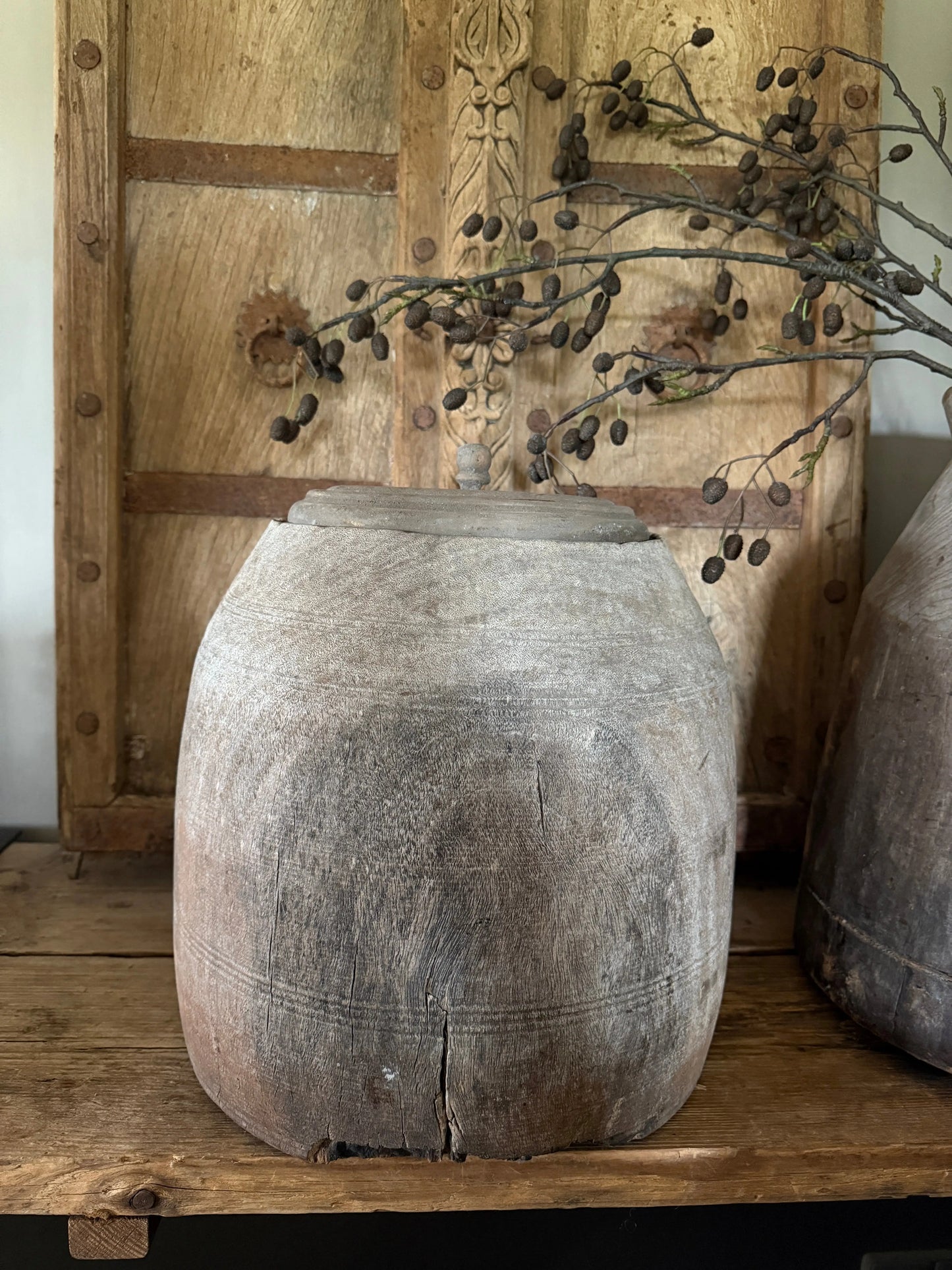 Grote Nepalese Houten Pot- Trapa Living