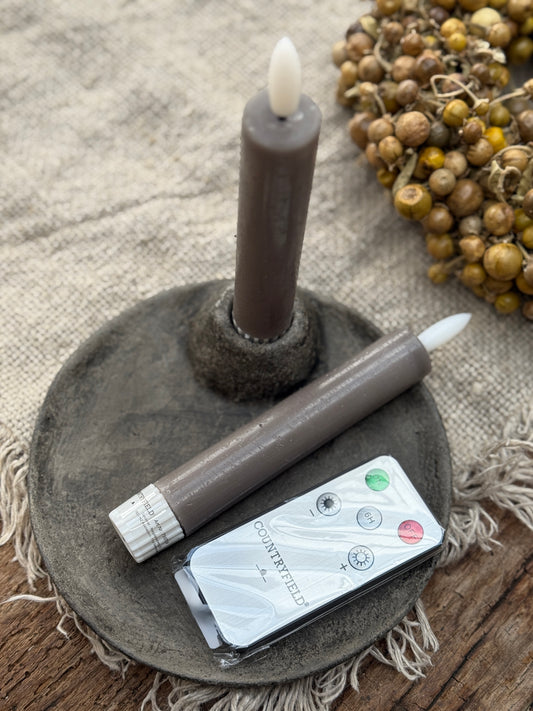 LED Dinner Candle 15 cm Grey Countryfield. Set of 2 including remote control.