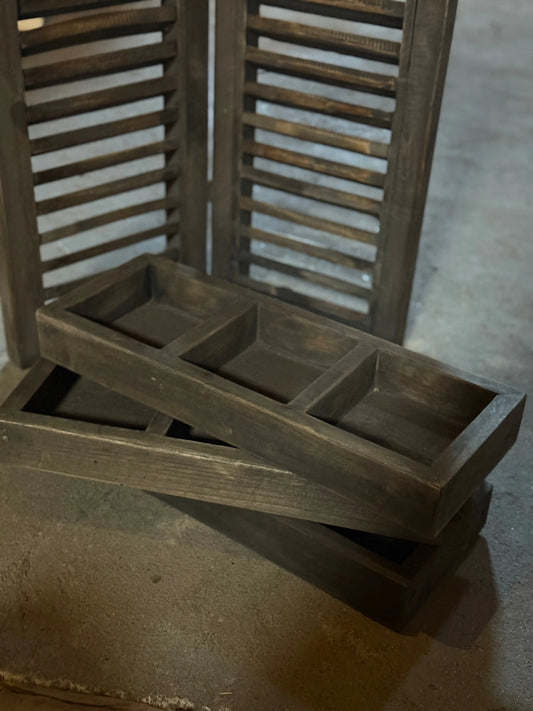 Wooden box, 3 compartments