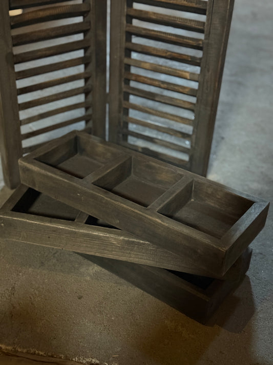 Wooden box, 3 compartments