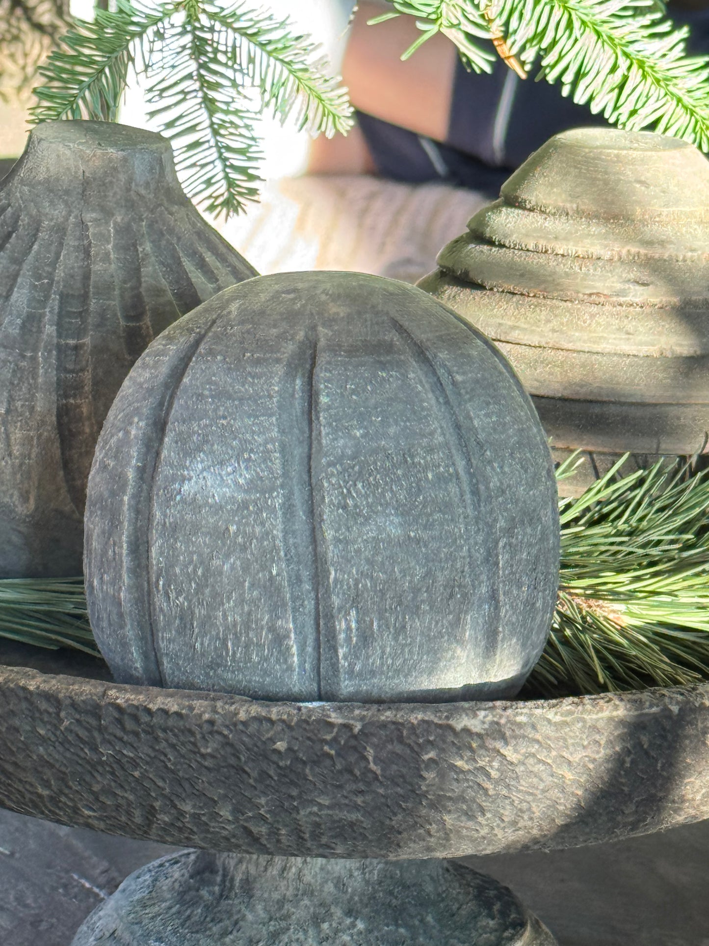 Deco ball wood Old Grey