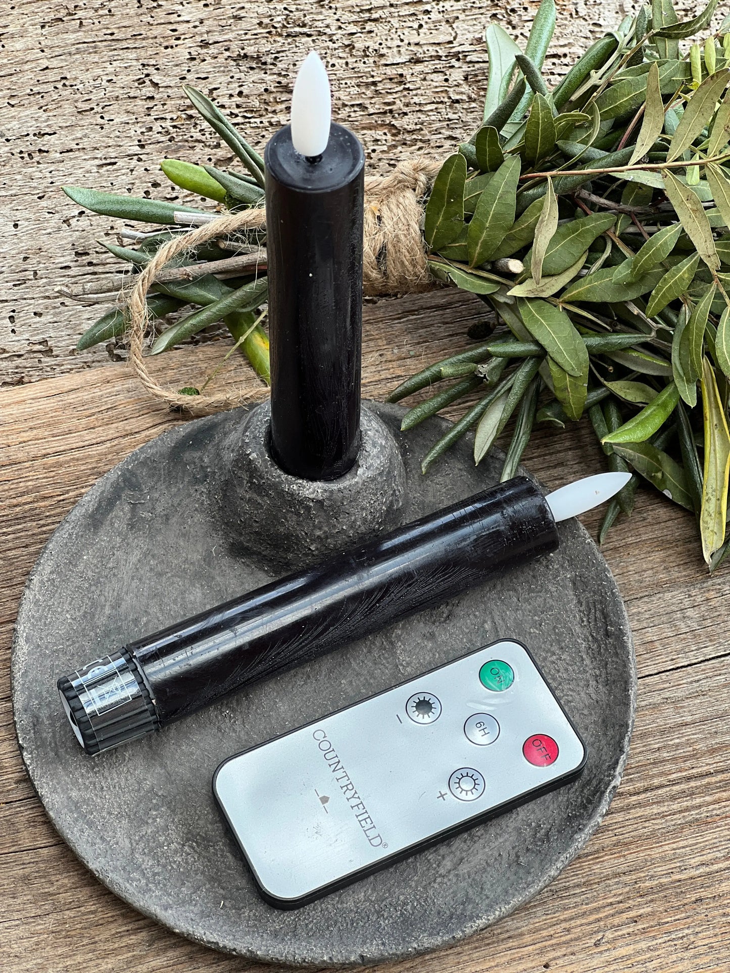 Tafelkerze LED 15 cm Schwarz Countryfield. 2-teiliges Set inkl. Fernbedienung