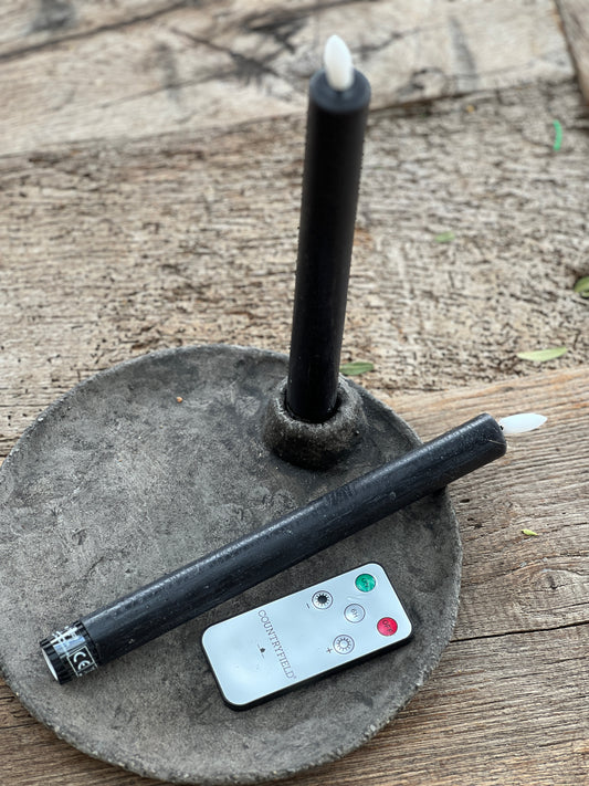 Dinner candle LED 24 cm Black Countryfield. Set 2 pieces incl. remote control