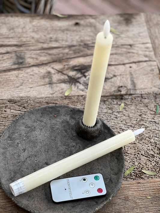 Dinner candle LED 24 cm Off White Countryfield. Set of 2 pieces incl. remote control