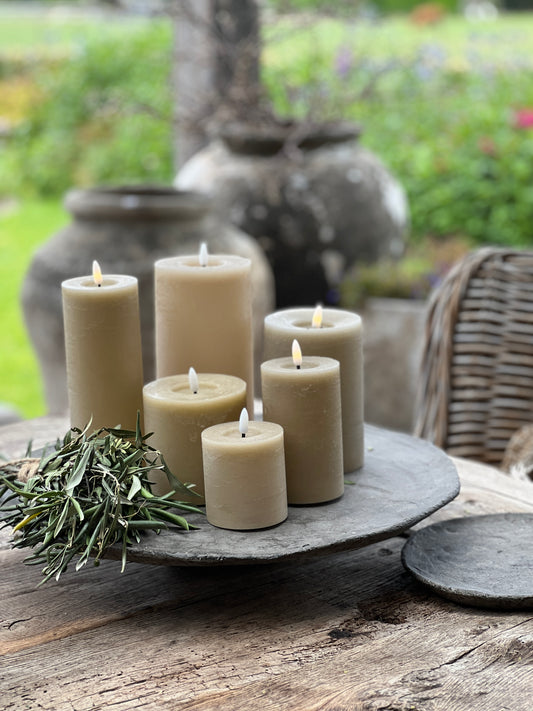 Pillar candle LED Taupe Countryfield available in 6 sizes
