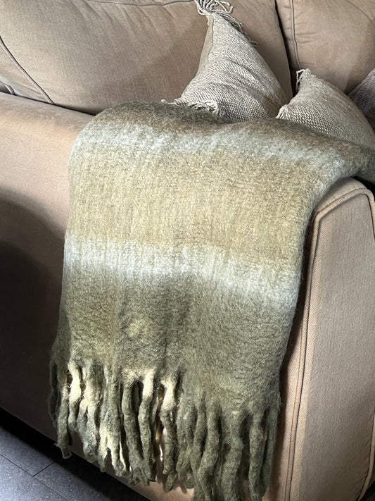 Soft throw – 170x130 cm, brown/olive/beige