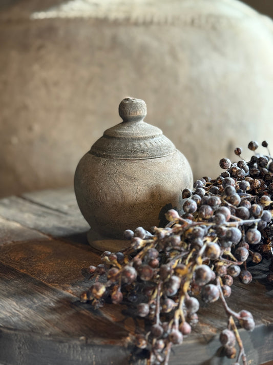 Wooden pot with lid - weathered wood - available in 4 sizes