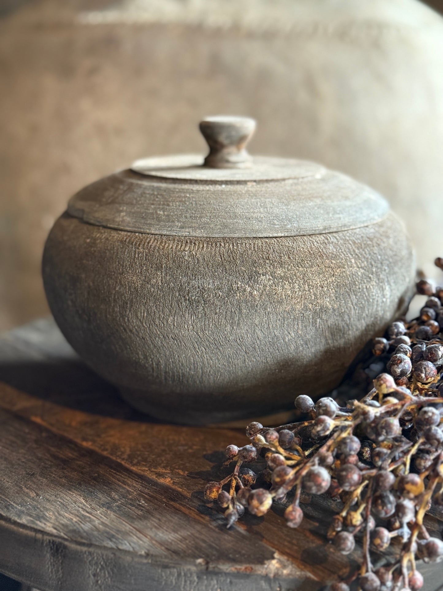 Holztopf mit Deckel – verwittertes Holz – erhältlich in 4 Größen