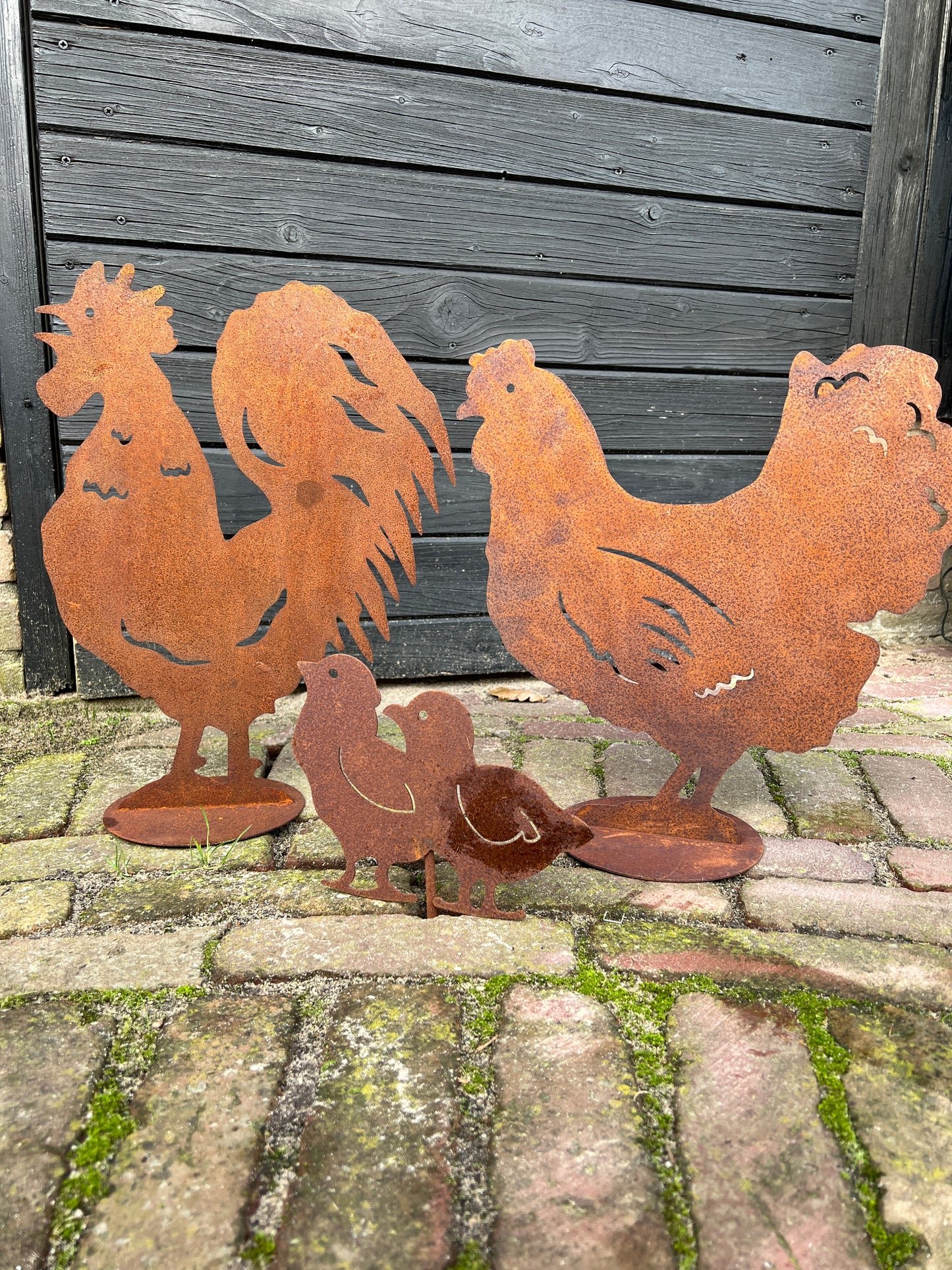 Rooster on foot, rusted, XL