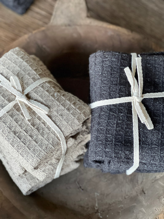 Tea towels, set of 3, black