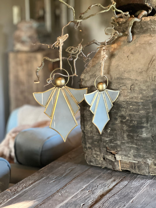 Angel pendant made of frosted glass and metal, available in M and L