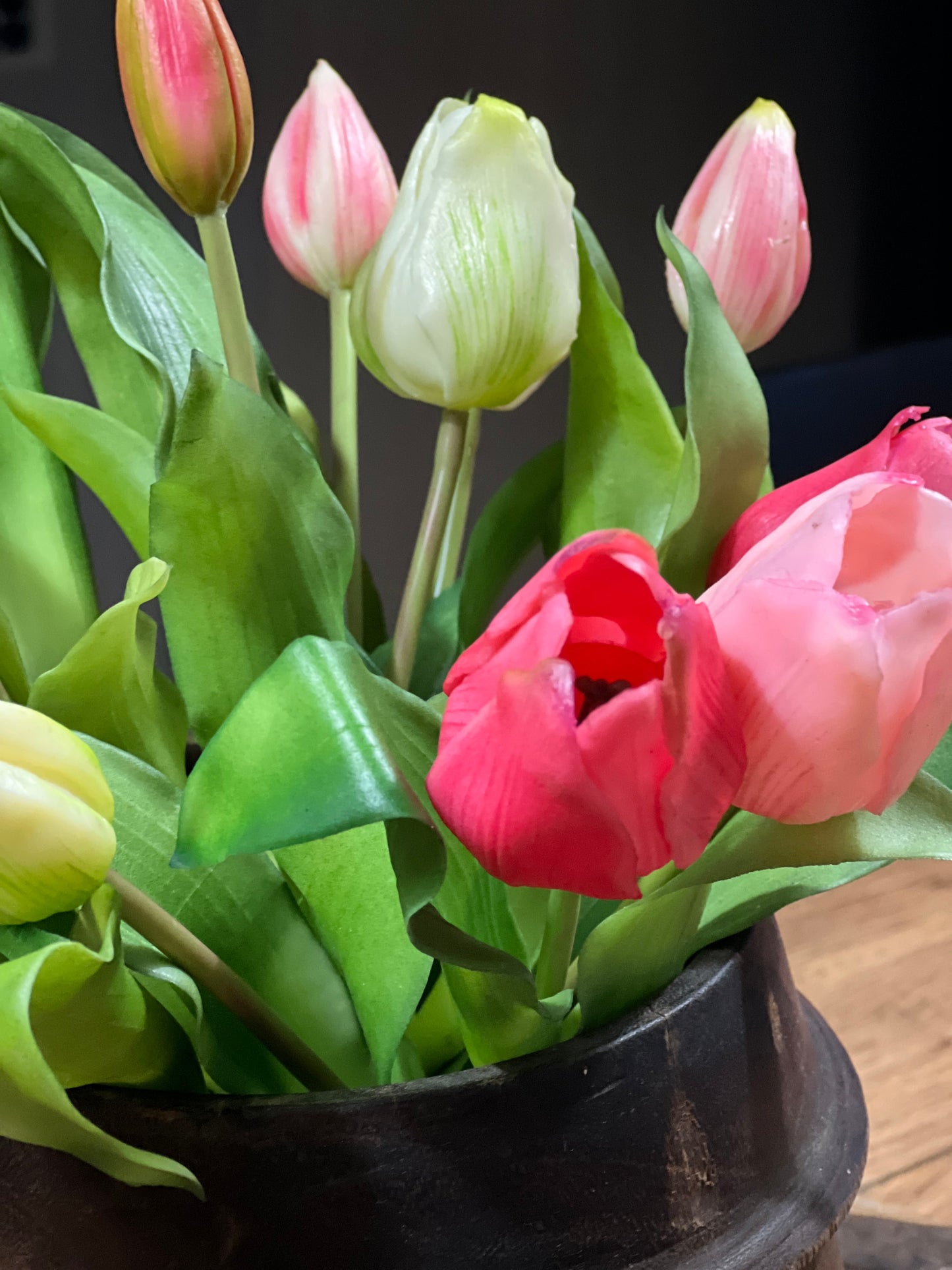 Bunch of pink mix Tulips art, 30 cm.