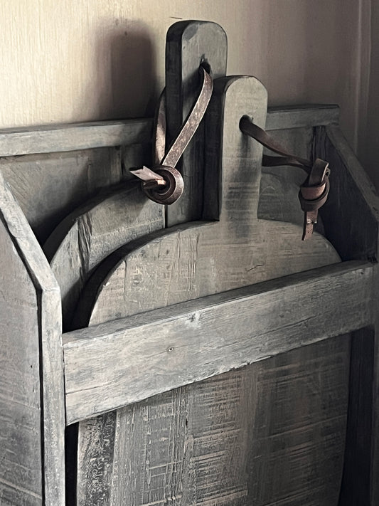 Cutting boards in holder are greying