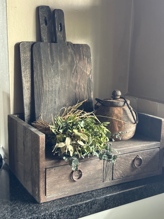 Driftwood grutters bin – 2 drawers and 1 compartment