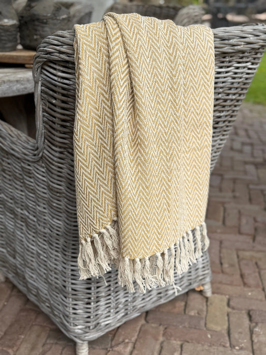 Zomerse Plaid – Oker Zigzag – 170x130 cm