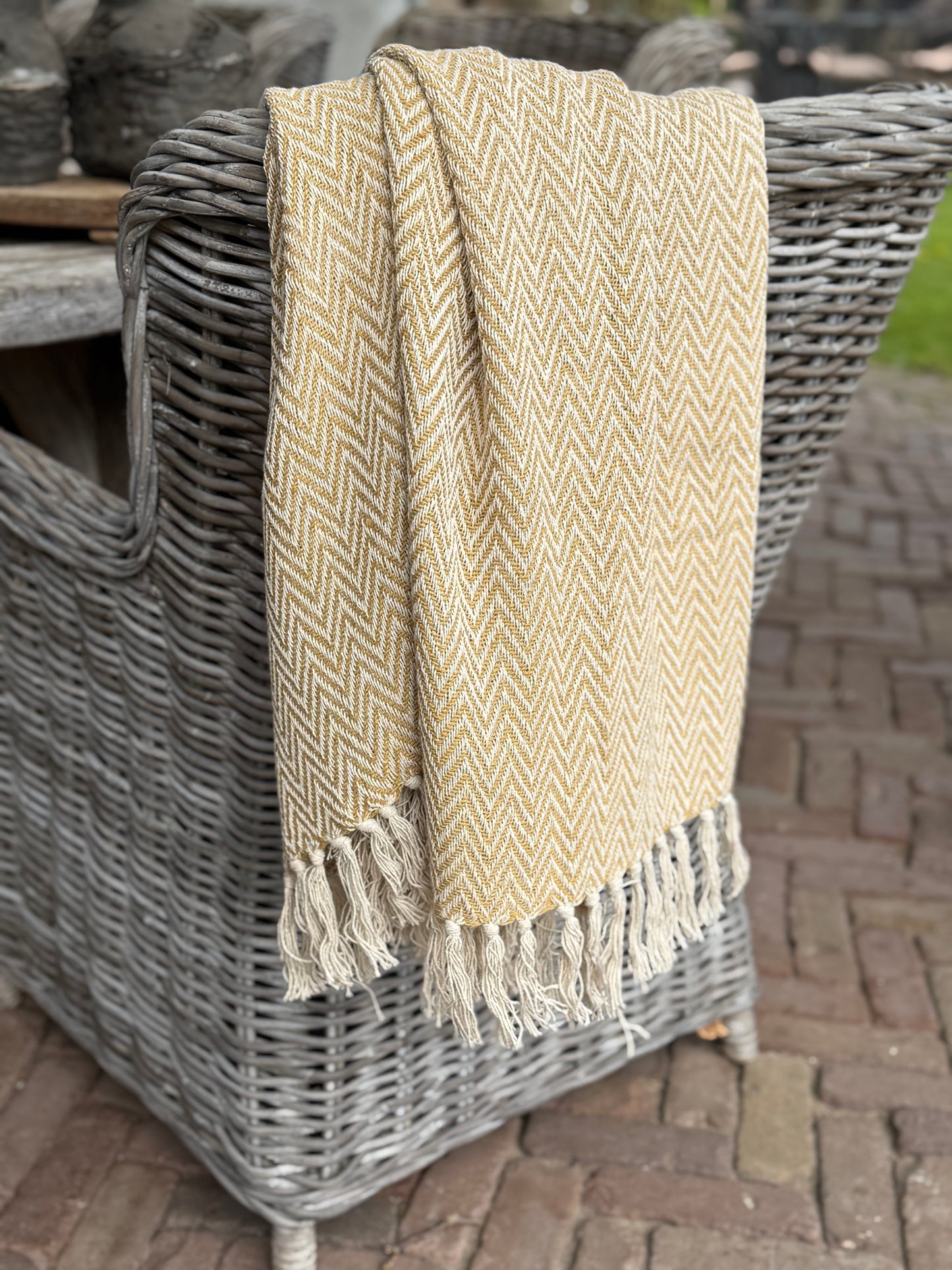 Summer Plaid – Ochre Zigzag – 170x130 cm