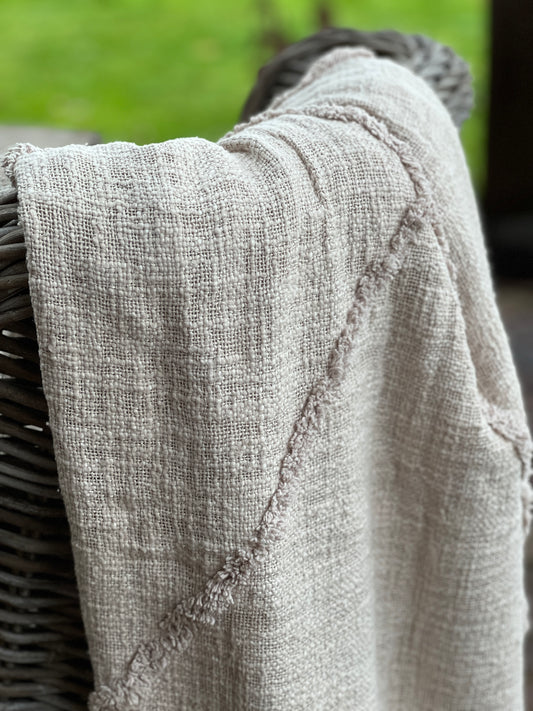 Plaid ecru check,":de Luxe' 170x130 cm.