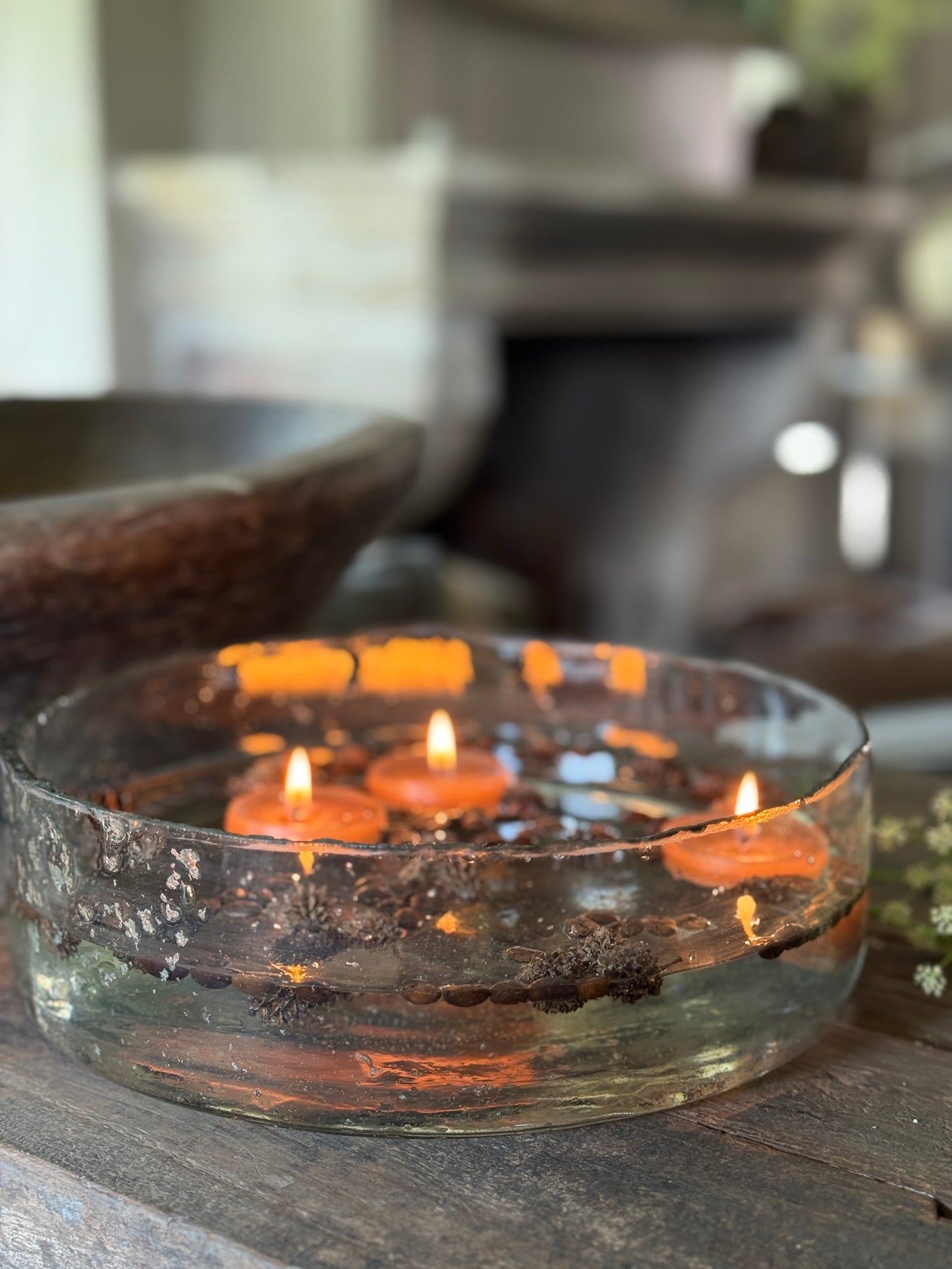 Floating candles L - set of 3 in the colours Cognac & Orange