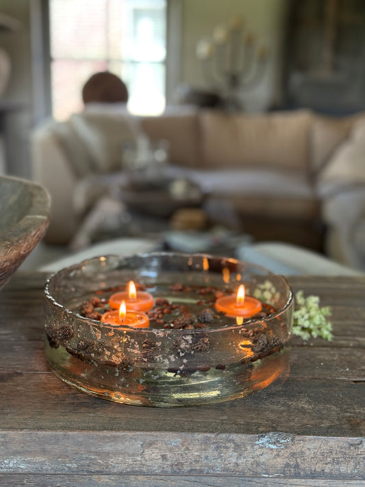 Floating candles L - set of 3 in the colours Cognac & Orange