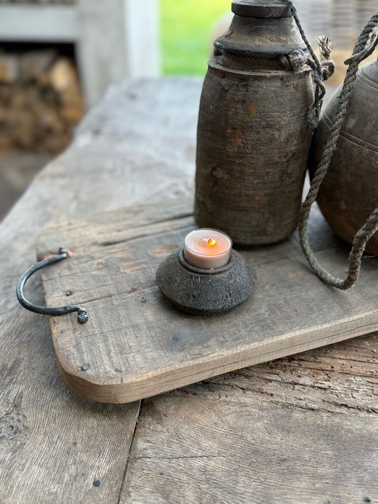 Wooden Tray with Iron Handles