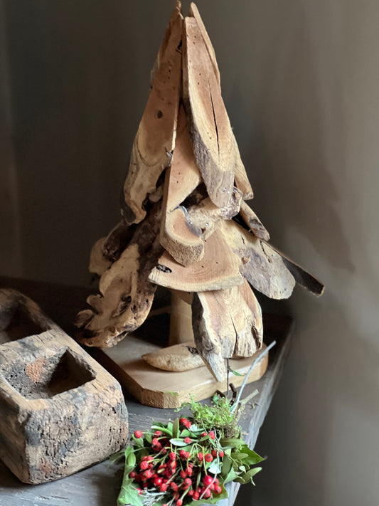 Christmas tree driftwood around