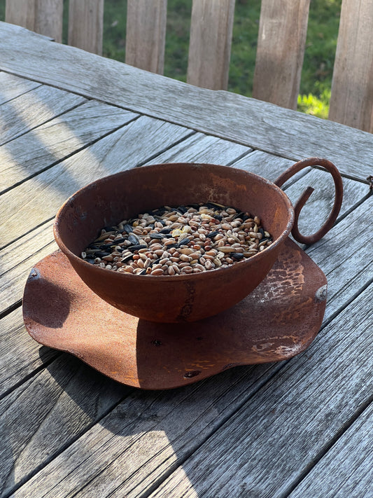 Cup and saucer - Set of 2 pieces - rusted metal