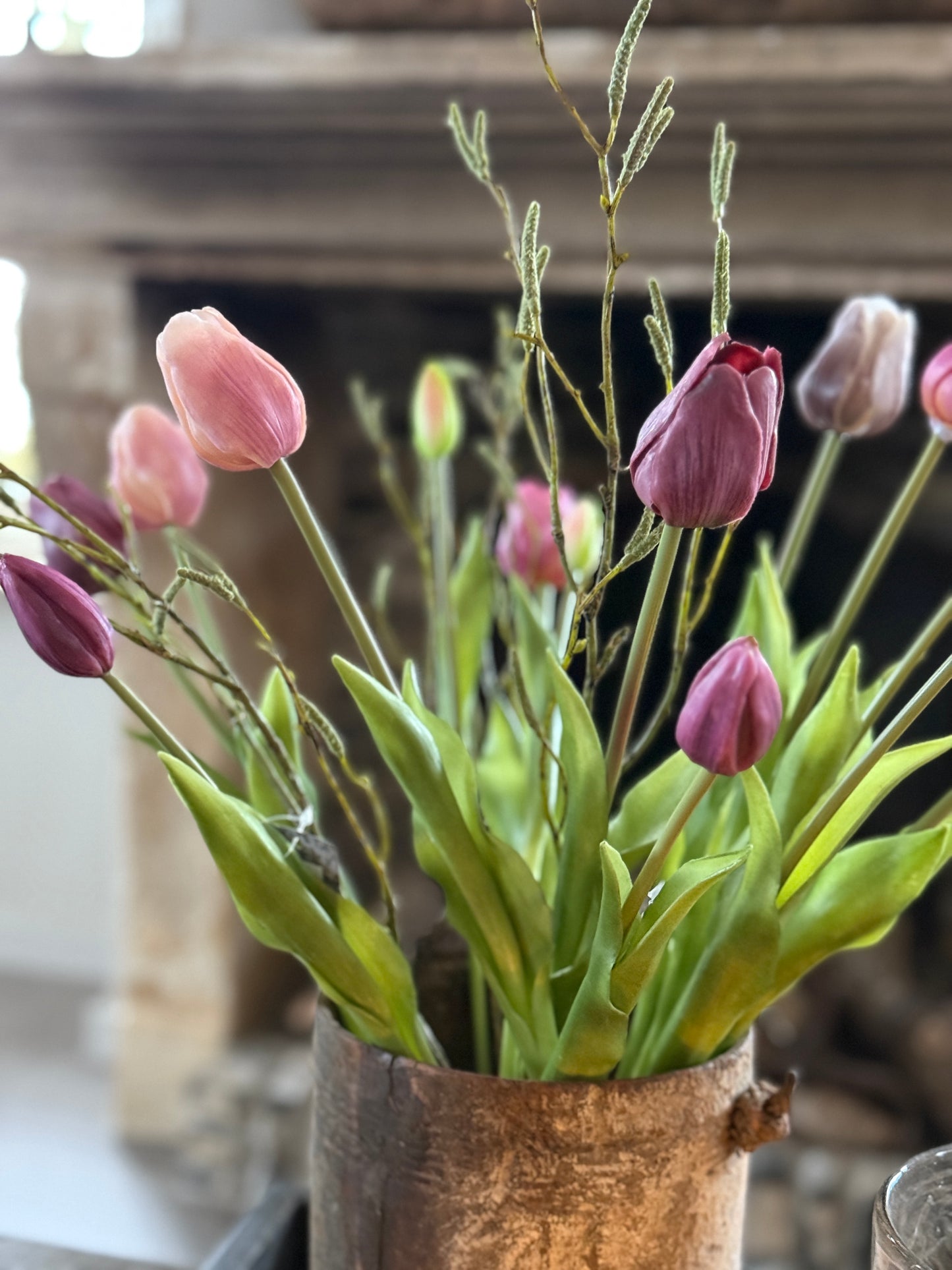 Bos Tulpen, 7 stuks , 47 cm. Mauve Mix