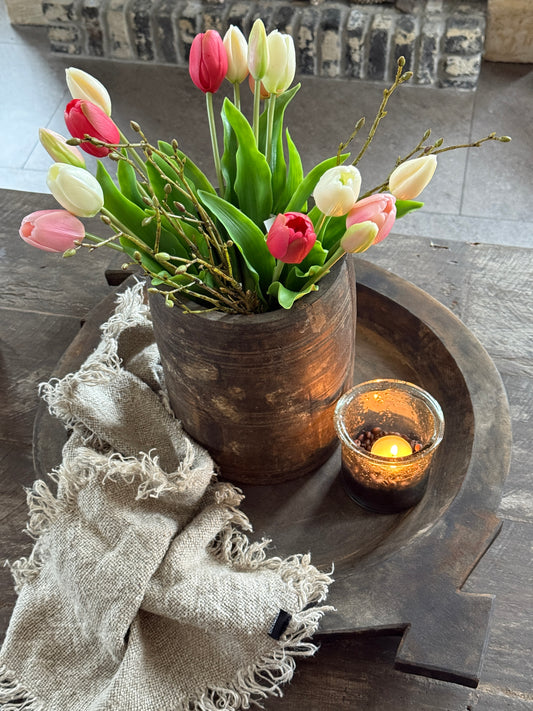 Bos Tulpen, 5 stuks, 36 cm. Wit / Roze