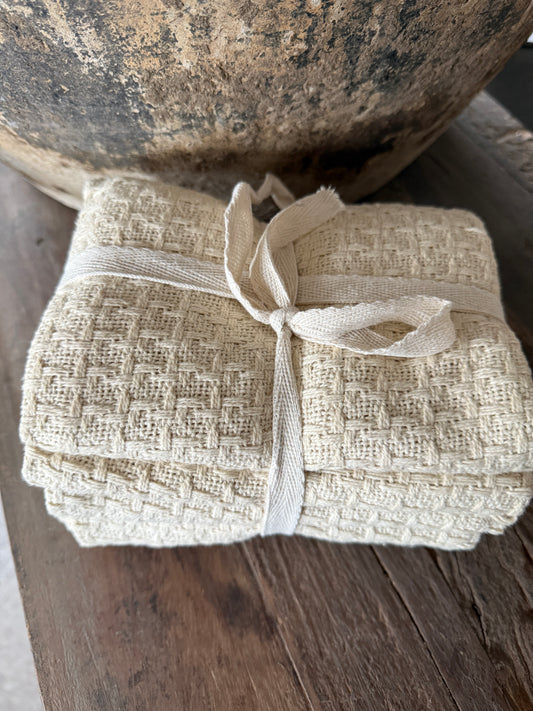Geweven theedoeken – set van 3 stuks- warm wit