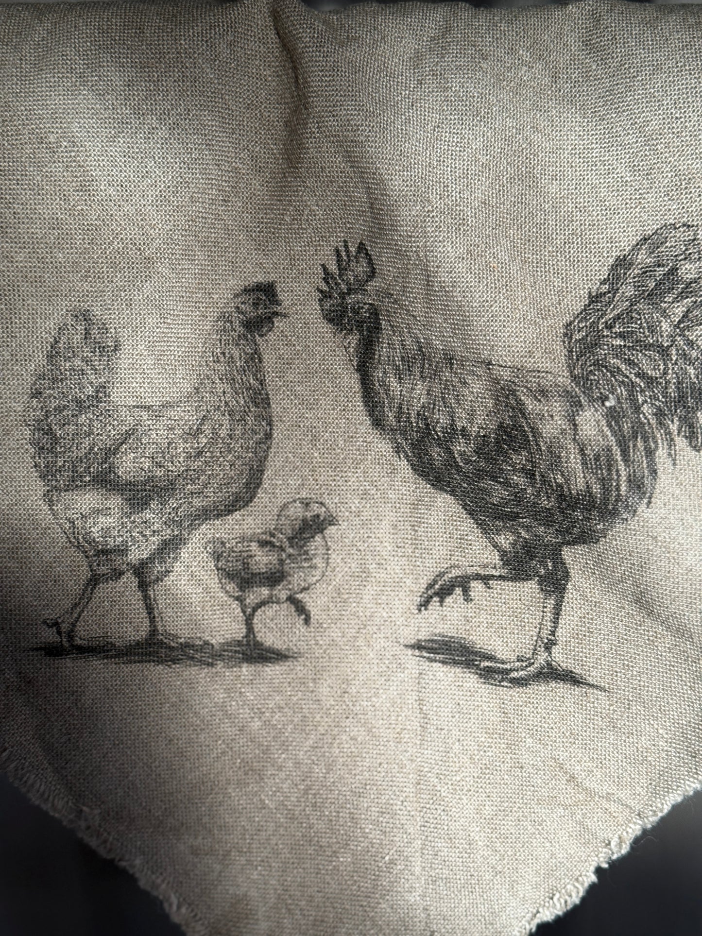 Shabby Doek met Familie Opdruk – Kip, Haan & Kuiken 🐓🐥
