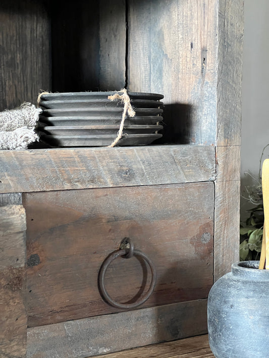 Driftwood Grutter Tray – 2 Storage Compartments & 2 Drawers | Hanging or Standing