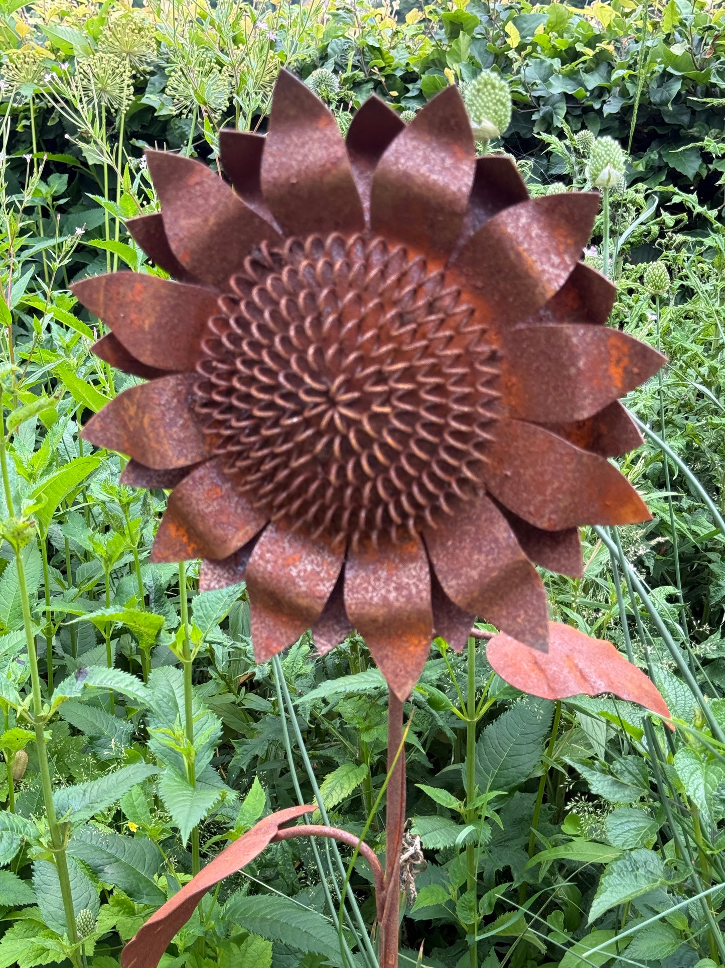 Rusted Metal Sunflower on Plug