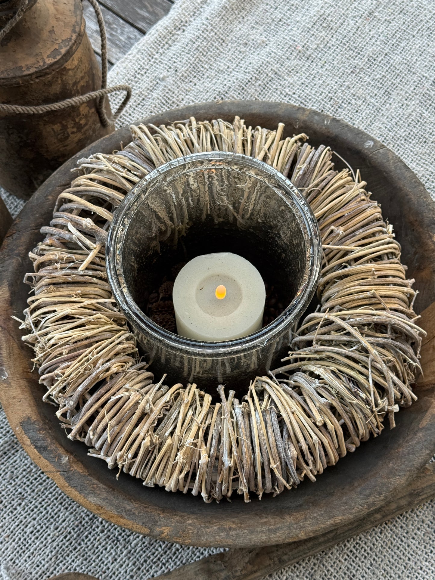 Decorative Wreath – White Washed, Natural Material (Ø 30 cm)